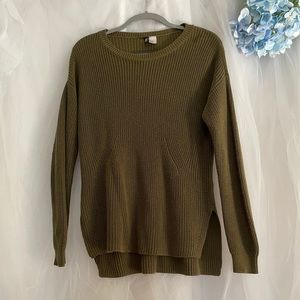 Green divided sweater